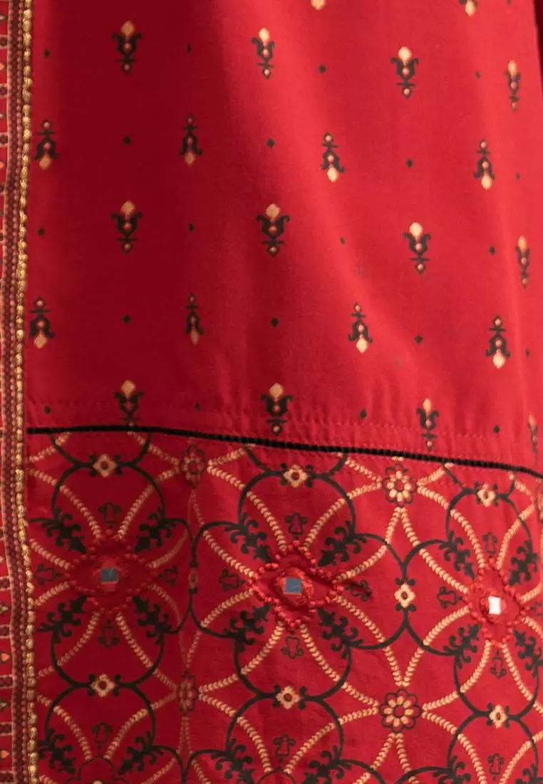 Le Reve 红色粘胶耸肩风格背心