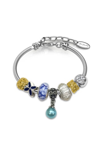 Her Jewellery white and silver Pearl Charm Bracelet (Blue) - Made with premium grade crystals from Austria D3E3BACA5BAEAFGS_1