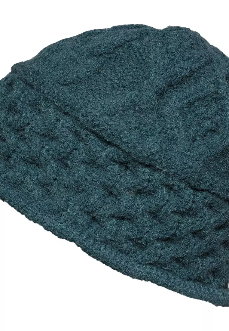 Knit Bucket Hat In Teal Green