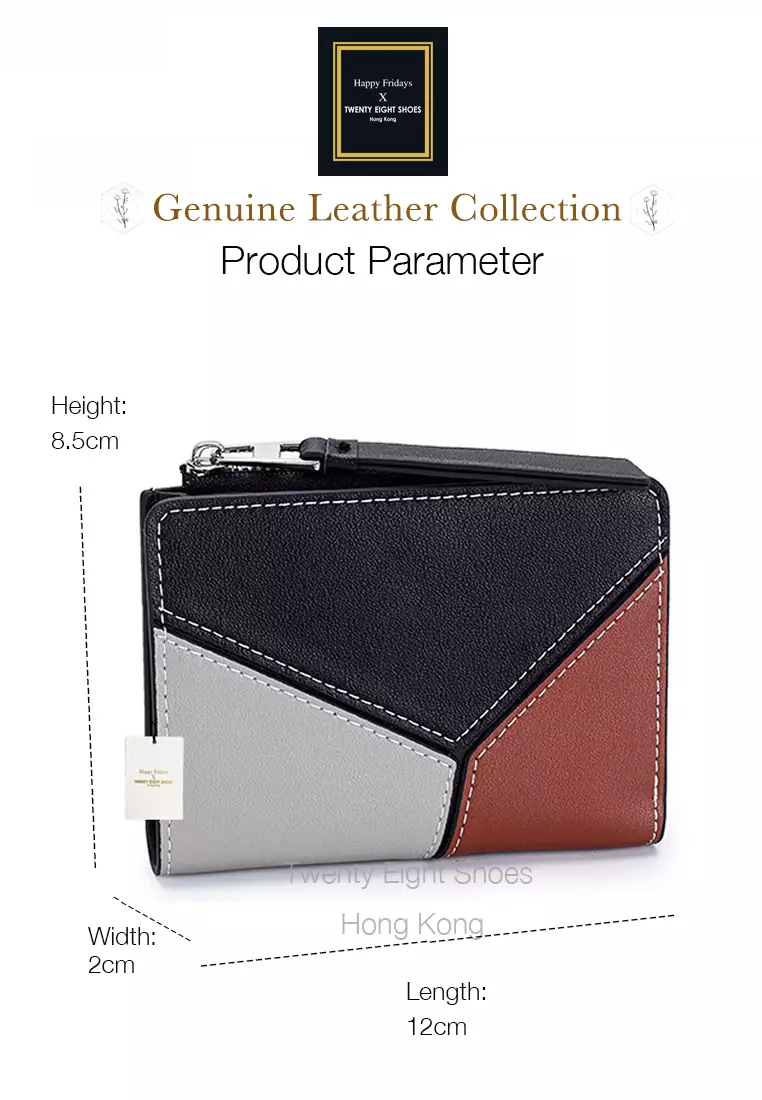Genuine Leather Color Patching Bifold Wallet JW YT-109