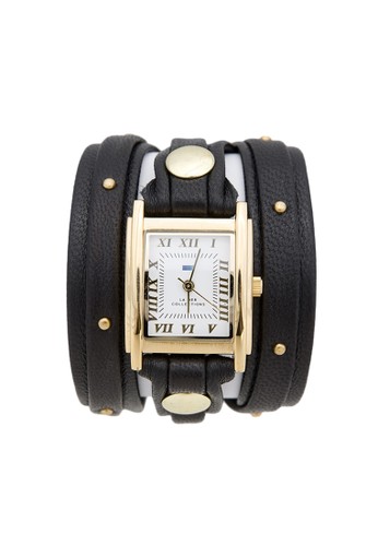 La Mer Collections Black Gold Stud Watch