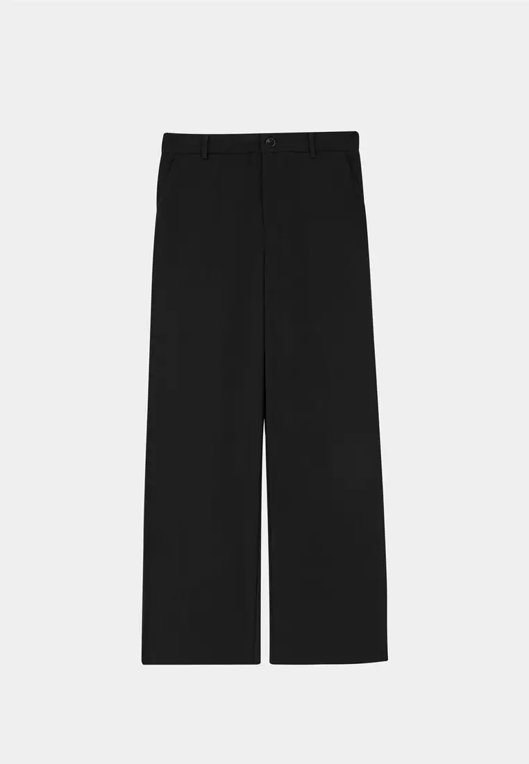 黑鬆緊帶直筒寬褲