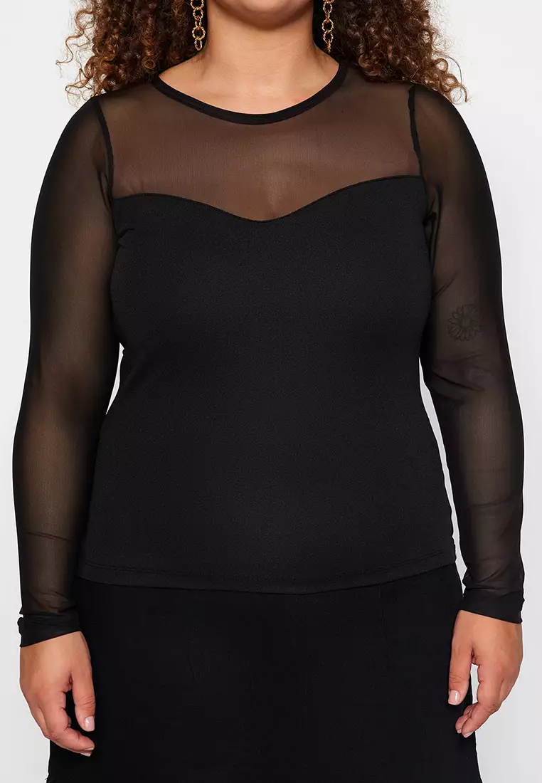 Plus Size Sweetheart Tulle Blouse