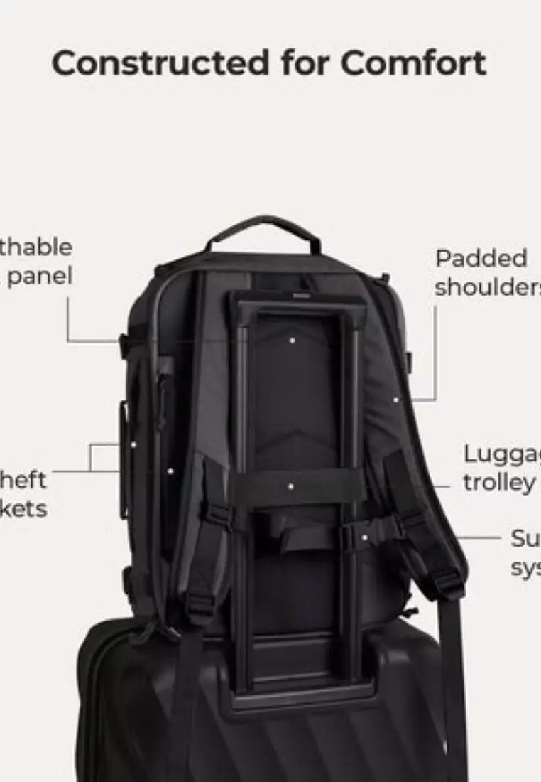 Bagsmart Blast Quick Access Carry On Travel Backpack Extended 38L (Black)