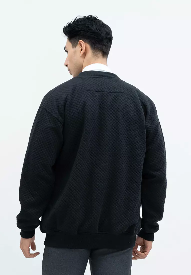 Houseofcuff Jaket Katun Outer Bomber Smart Casual Hitam