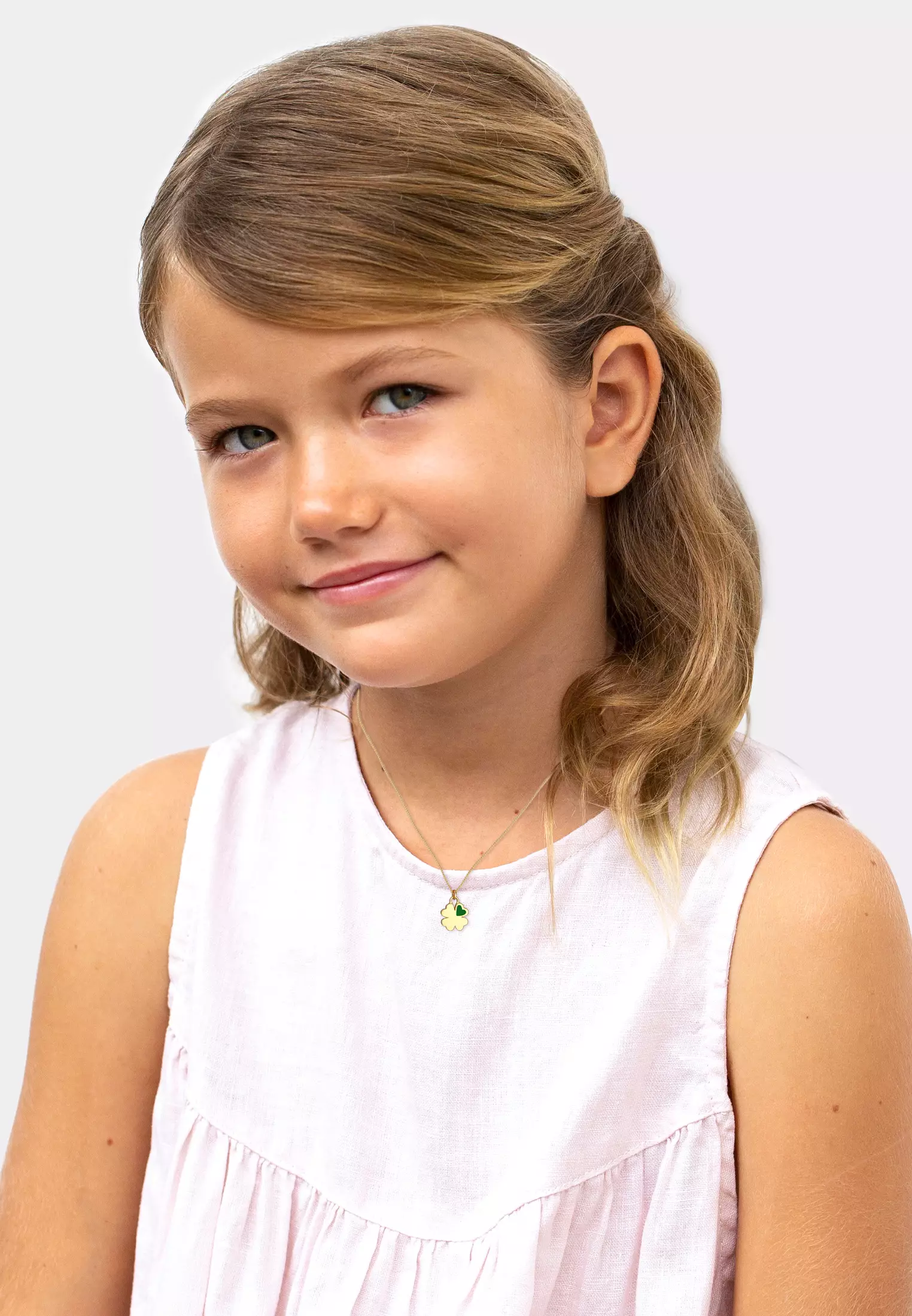 Necklace Mother Child Set Shamrock Pendant Gold Plated