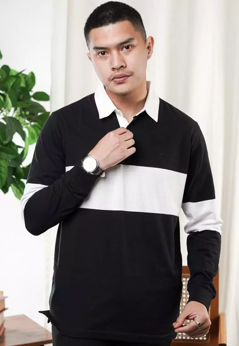 Matsuda Kaos Rugby Polo Shirt Pria Lengan Panjang Nago