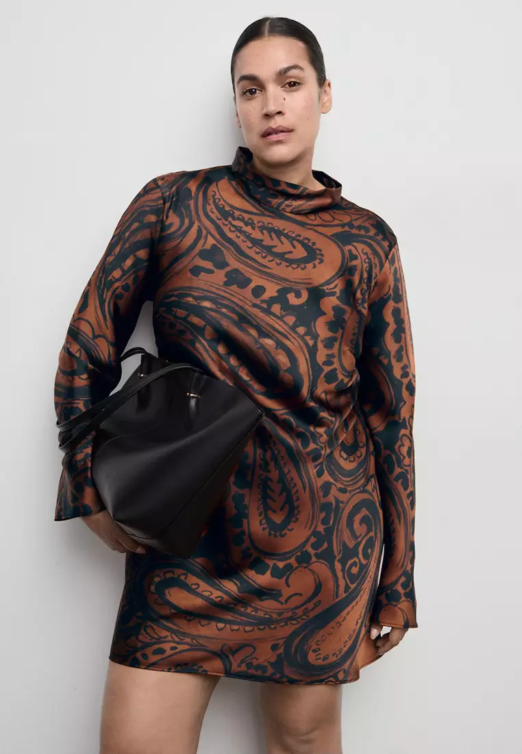 Paisley-Print Satin Dress