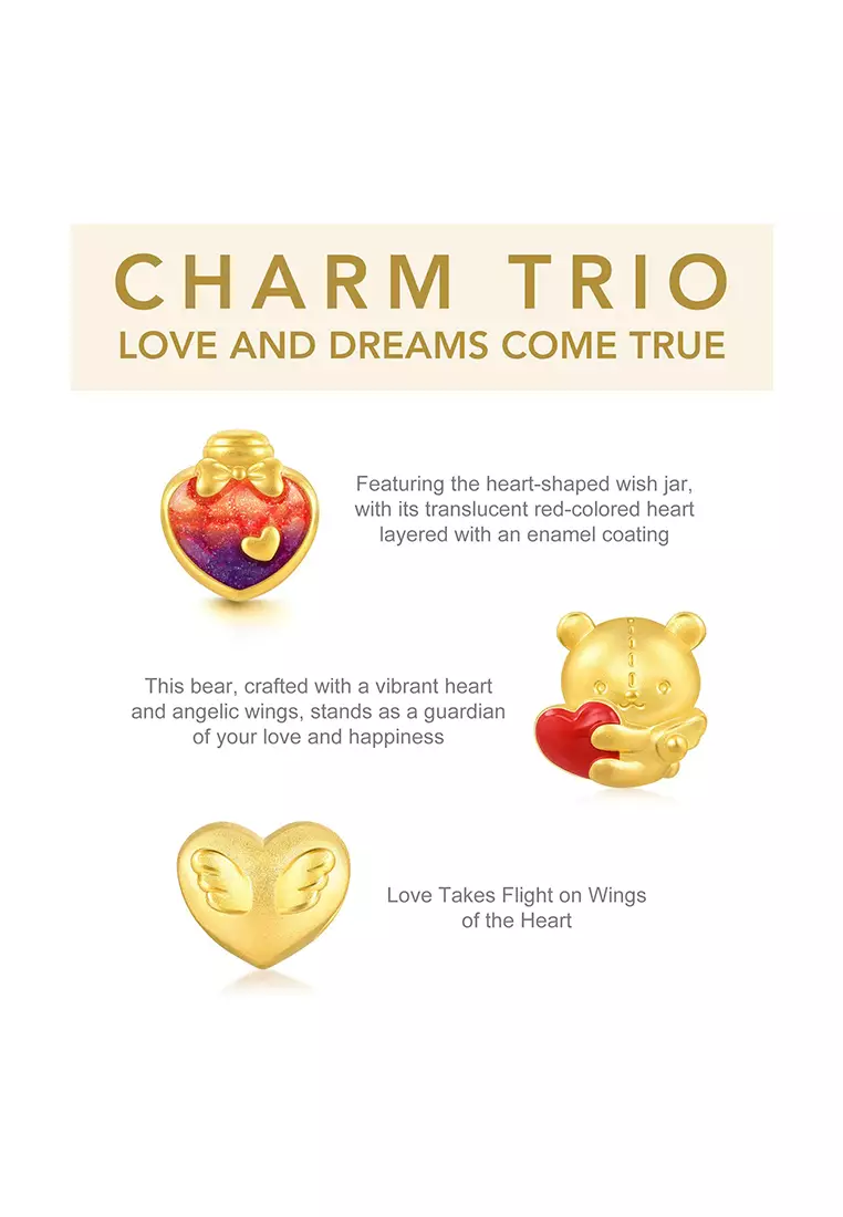 999 24K Solid Gold Love Charm Trio Bracelet Jewelry Set for Women 93533C 94690C 92394C