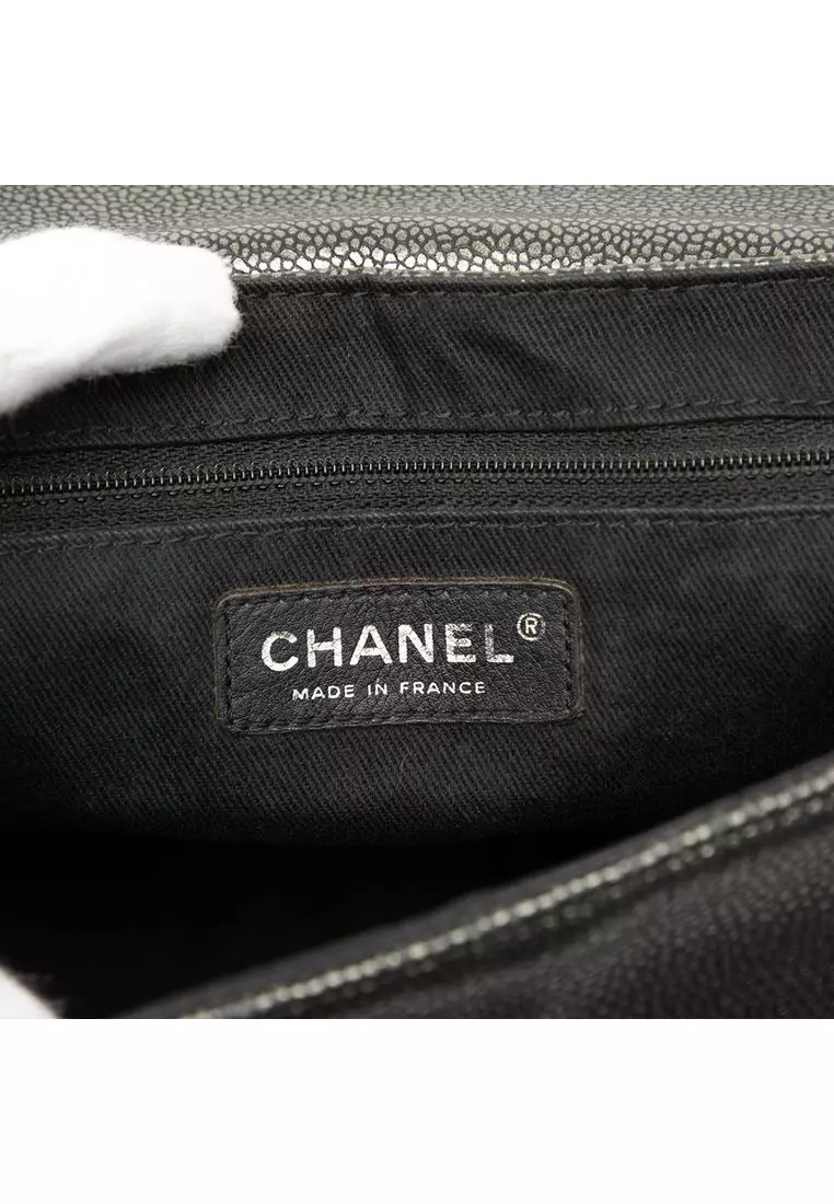 Pre-Loved Chanel Large Metallic Caviar Half Moon Flap