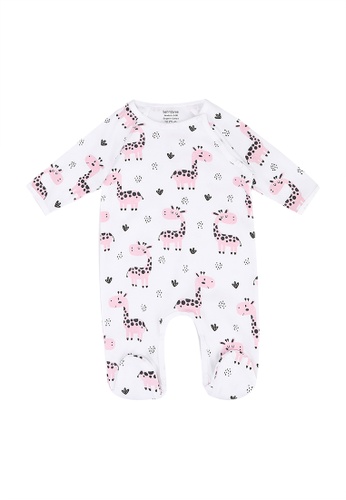 Berrytree Organic pink Baby Romper: Giraffe Pink 81143KA263774AGS_1