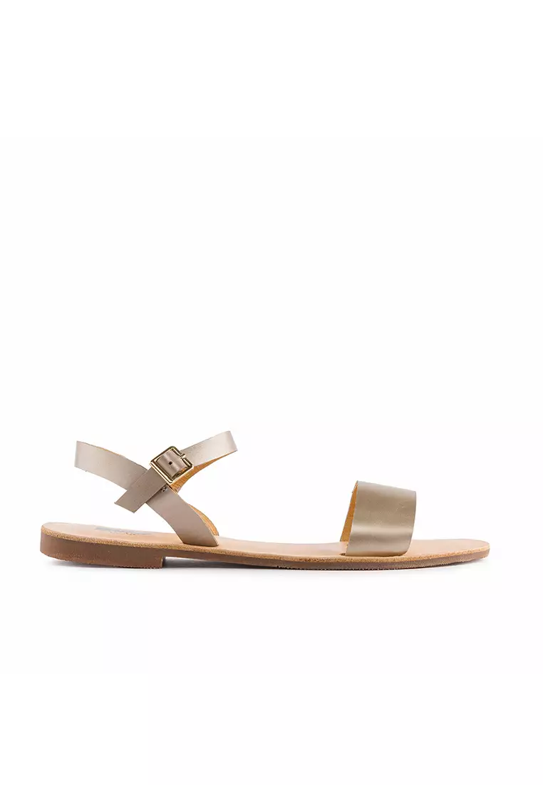 Discount on Bibo  shoes - SKU: Rose Leather Flat Sandals