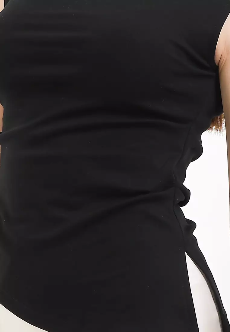Mock Neck Ruched Top