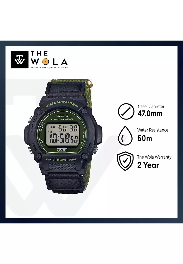 Men's Digital Watch W-219HB-3A Black Cloth Strap Sport Watch