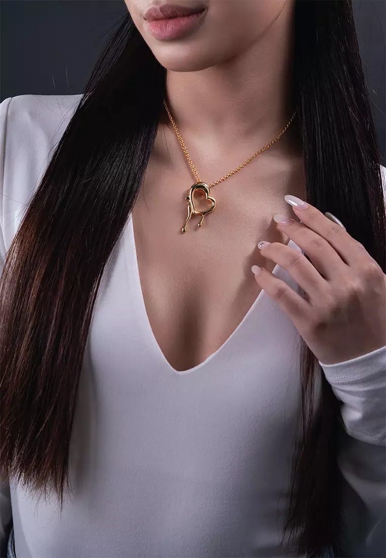 Drip Bleeding Heart 18K Gold Plated Pendant
