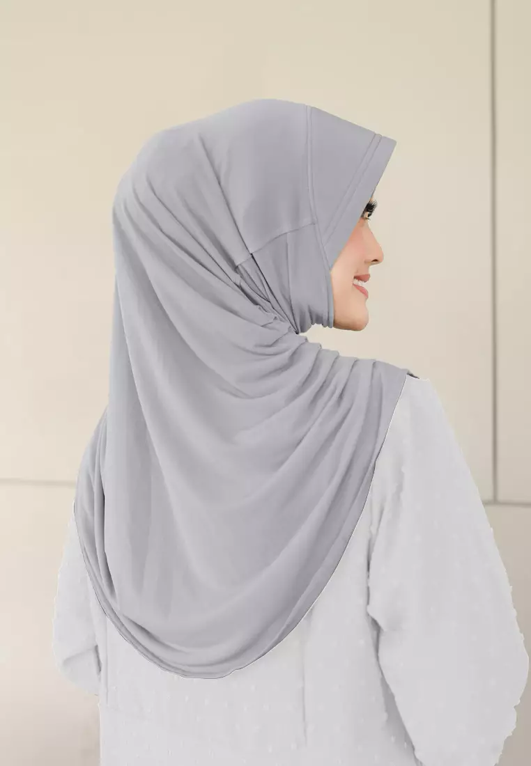Zelena - Mahika Bergo | Hijab Instan Daily | Bergo Pad Kerut - Mineral Gray