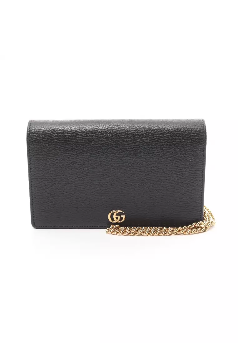 Gucci gg marmont chevron quilted leather flap wallet on sale a chain