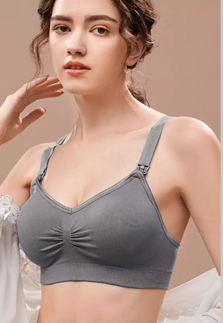 3 Pack Grace Nursing Push Up Maternity Bra in Nude, Grey and Black