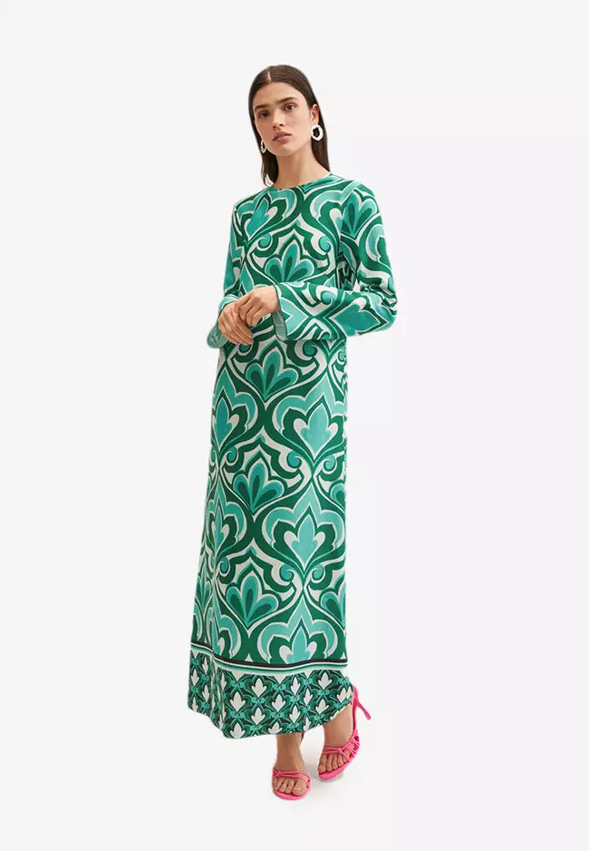 mango printed cut out detail dress Women's Printed Cut-Out Detail Dress