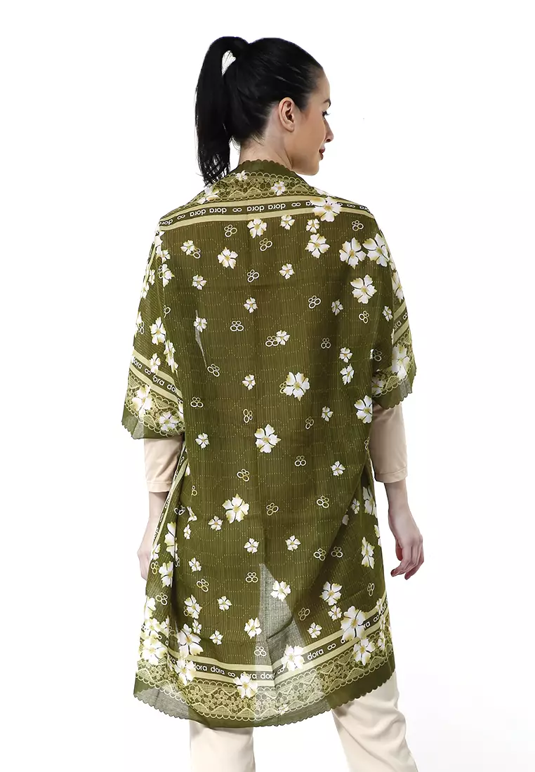 Salana Outer Scarf Cardigan Wanita Voal Lasercut High Quality - Dora Lightgreen
