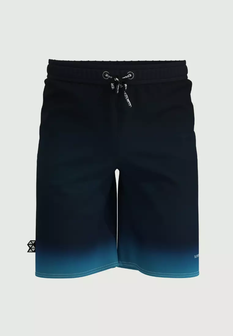 City Light Blue Drawstring Elastic Waistband 20" Boardshorts