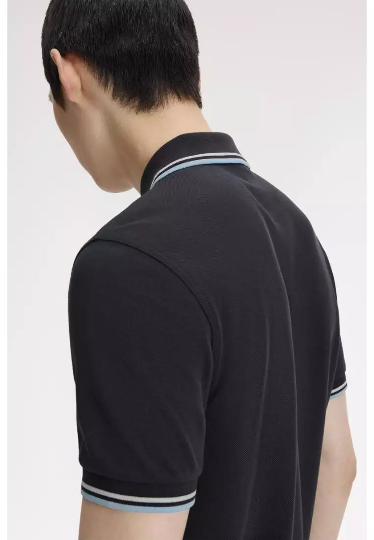 Fred Perry M3600 Twin Tipped Fred Perry Shirt (Anchor Grey / Ecru / Ball Boy Blue)