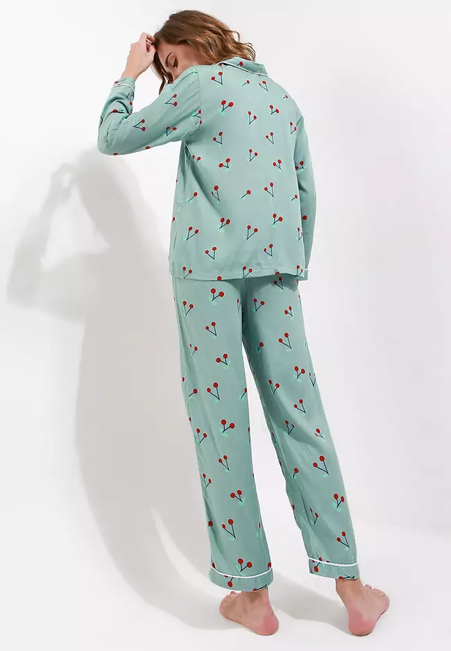 Pyjama Pijama Satin Silk Long Sleeve Long Pants Sleepwear