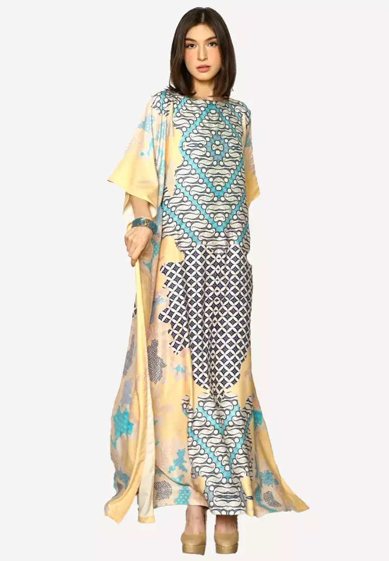 Kanzi Exclusive Short Sleeve Batik Kaftan Yellow