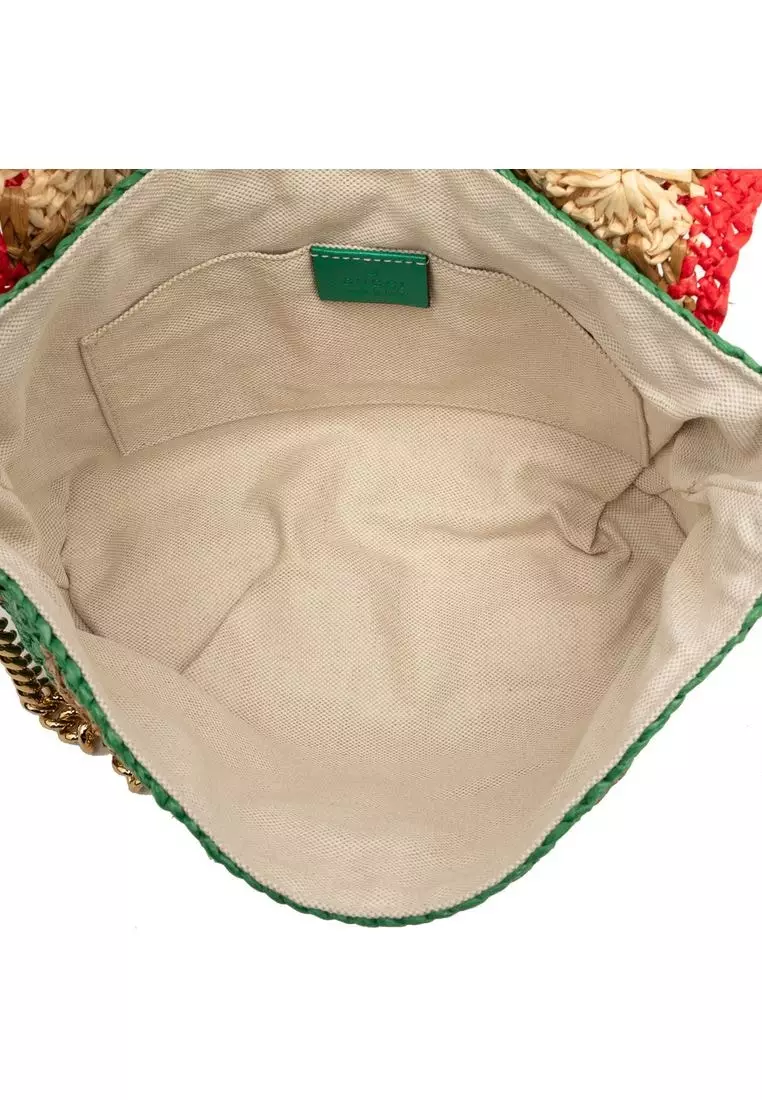 Pre-Loved Gucci Small Gg Marmont Raffia Crossbody