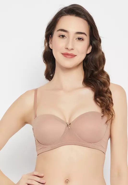 Clovia Padded Underwired Full Cup Strapless Multiway Bra in Nude Colour
