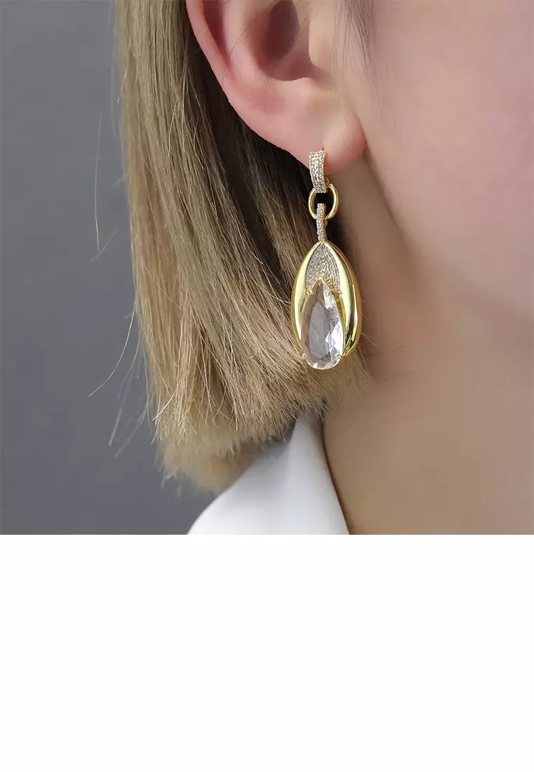 Gold drop shape earrings sale