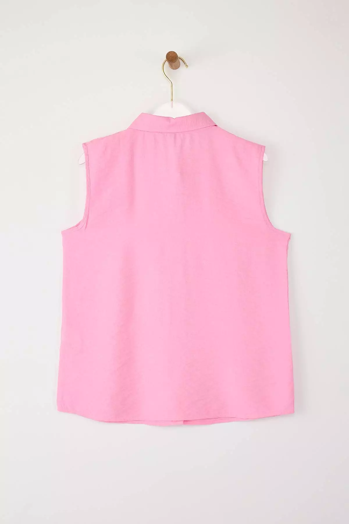 Pink Zero Sleeve Linen Look Regular Regular Fit Shirt