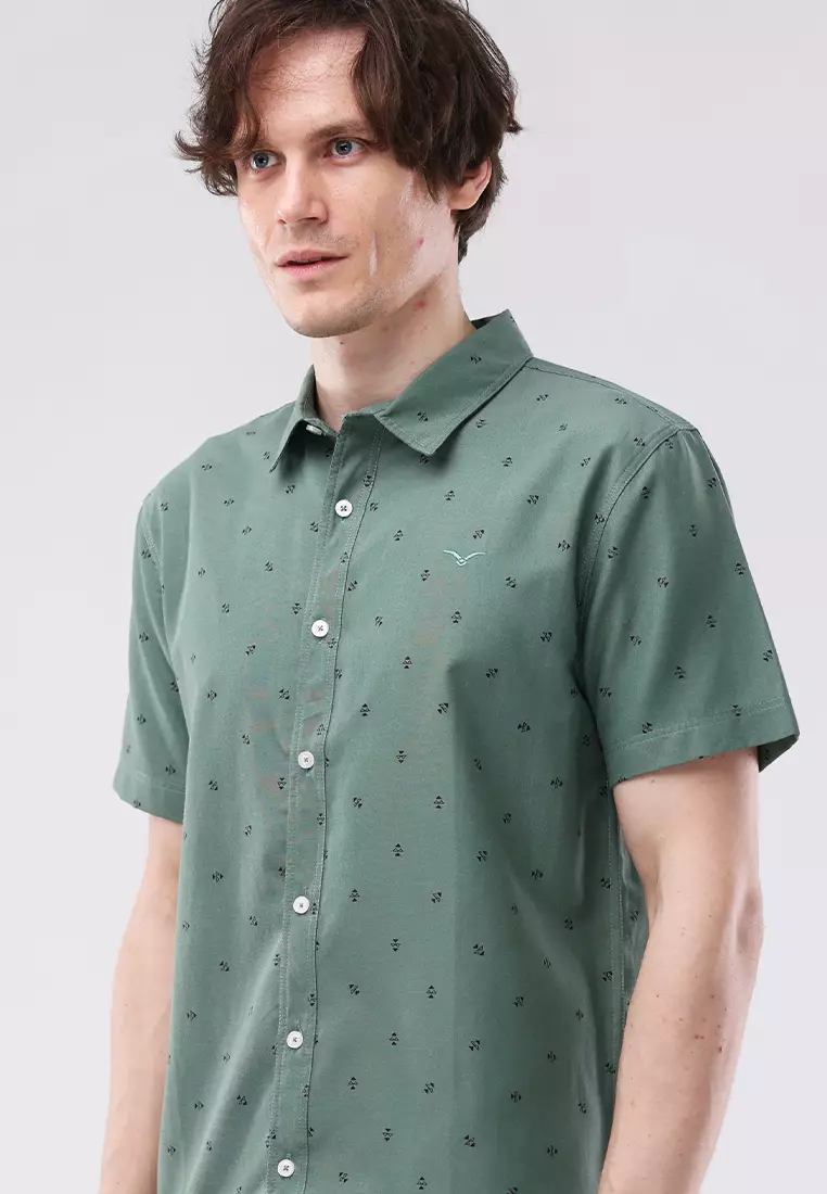 Woven Printed Oxford Short Sleeve Polo
