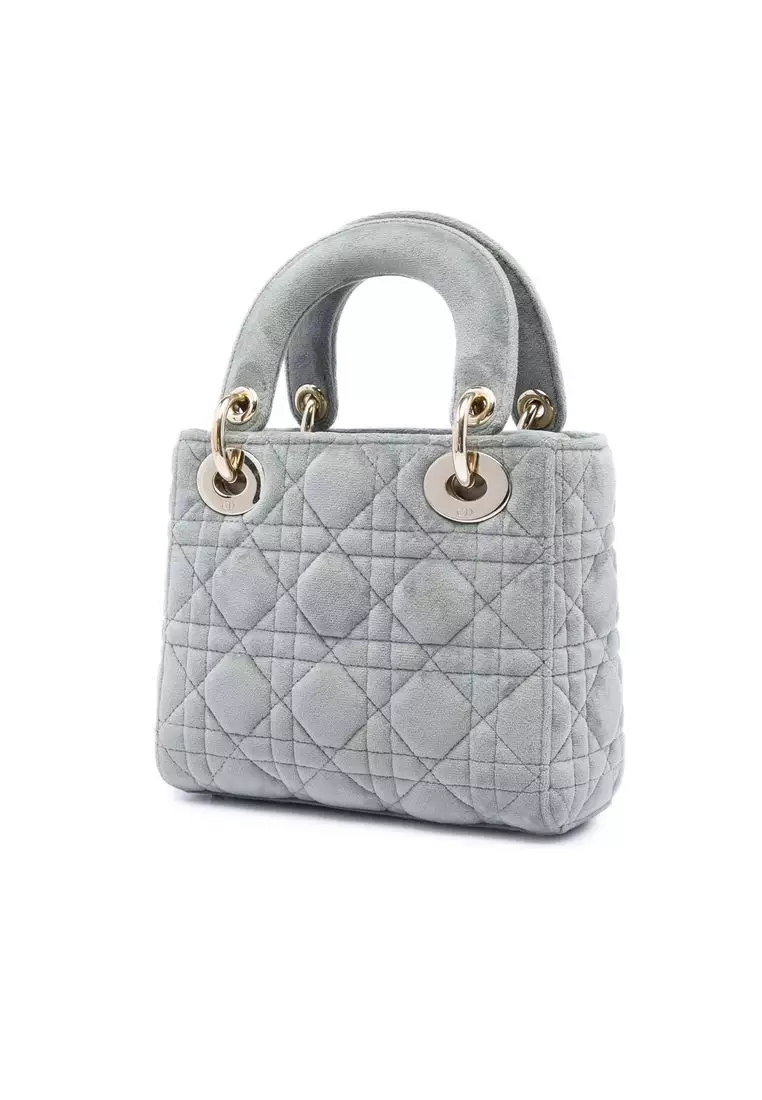Pre-Loved Dior Mini Velvet Cannage Lady Dior