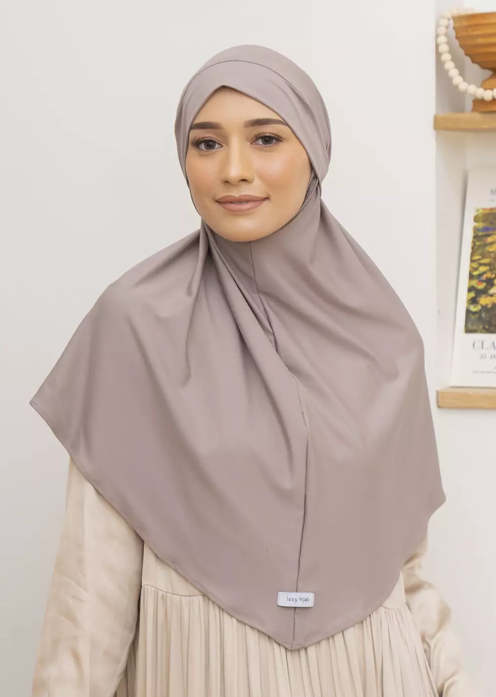 Wafa Instan (French Khimar) Grey Cream