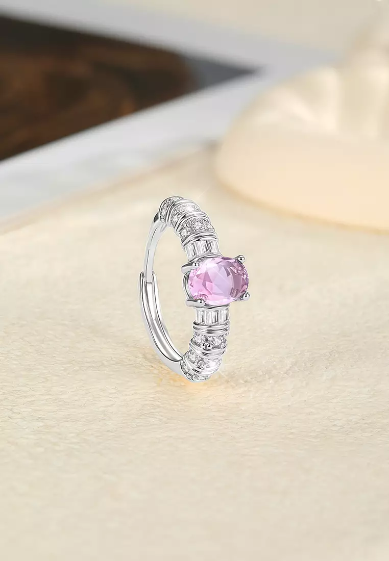 Cincin Wanita Jewelery Original Korea Style Berlian Pink Zirconia Ring