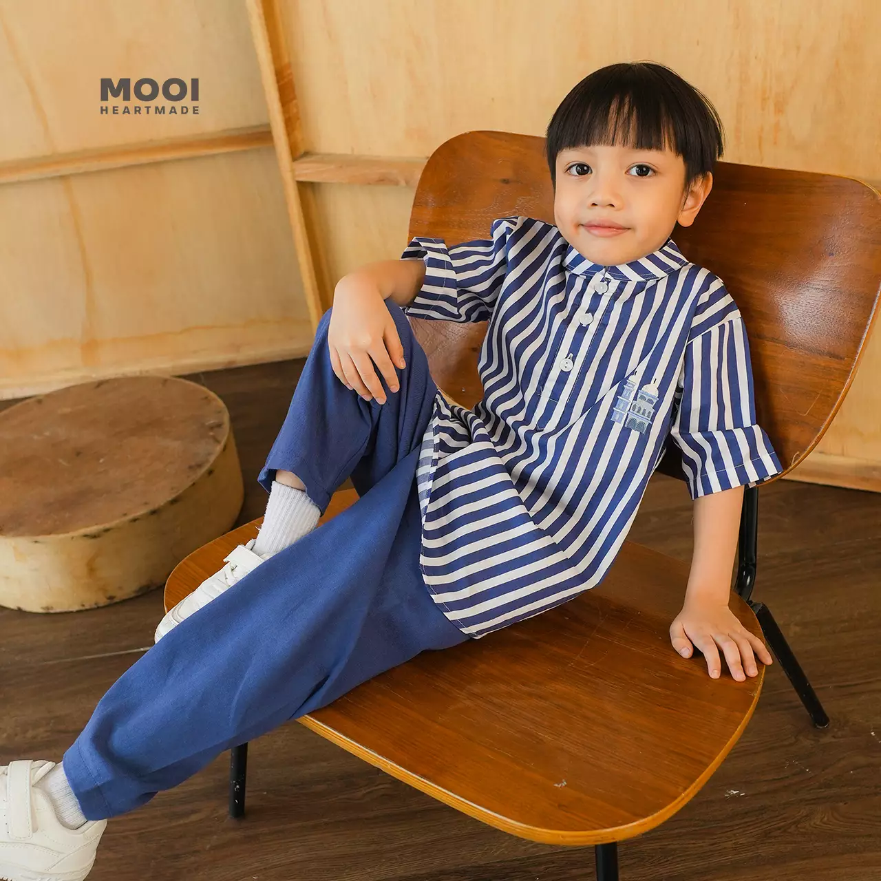 Mooi Rafka Striped Koko Set Setelan Koko Anak - Classic Blue