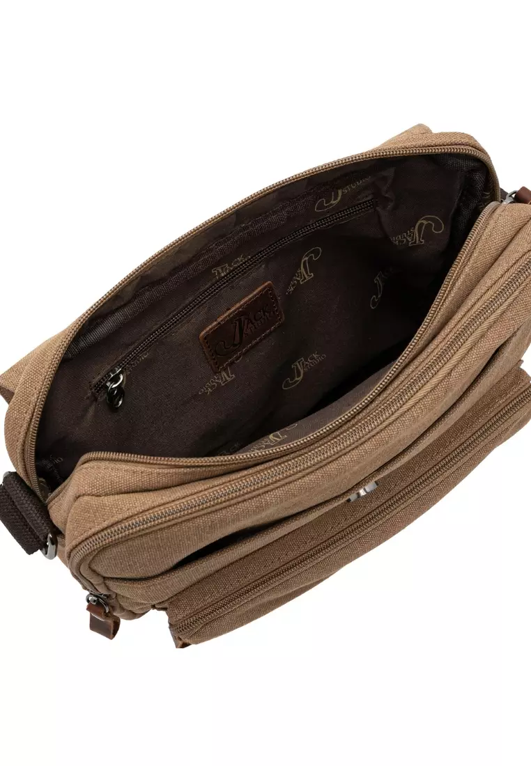 Jack Studio Men's Canvas Leather Casual Small Messenger Shoulder Bag BAD 21003