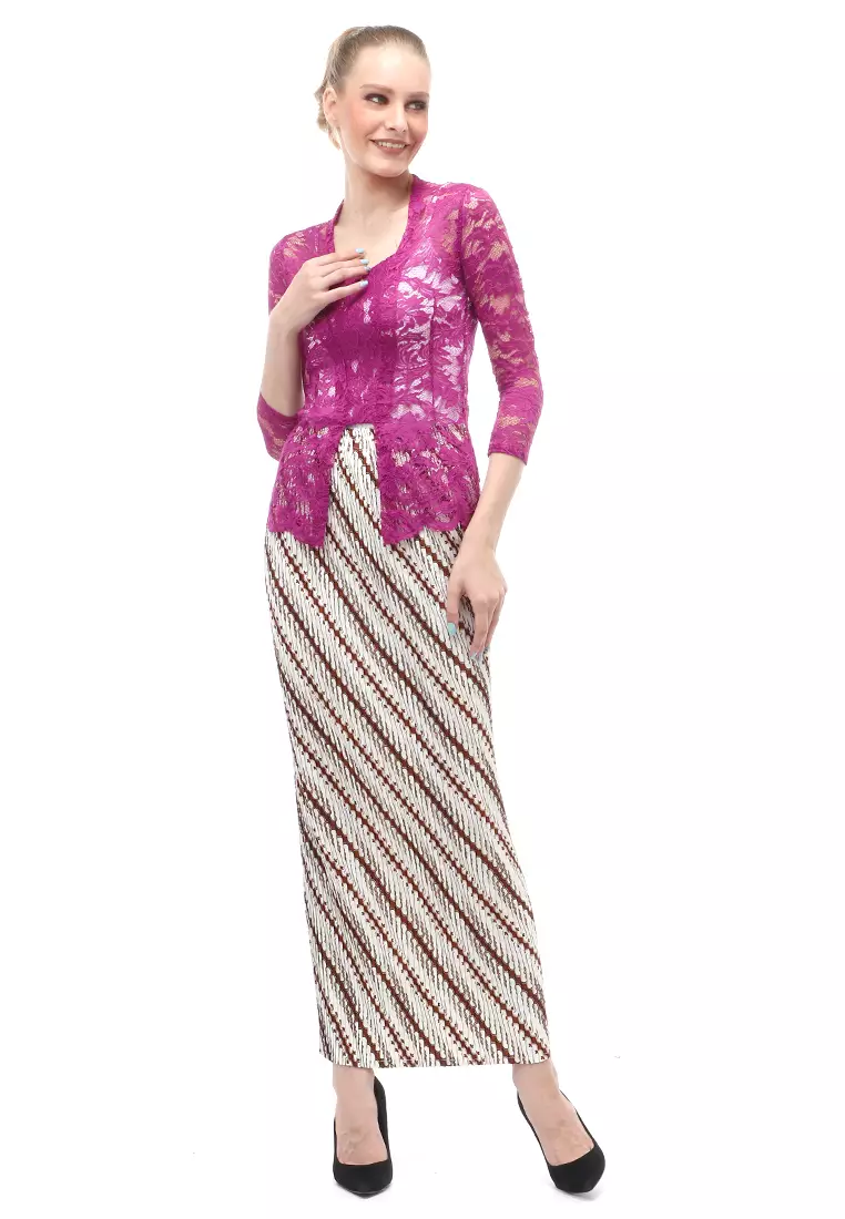 Rok Plisket Motif Batik Bawahan Wanita Design Casual - Parang Putih Coklat