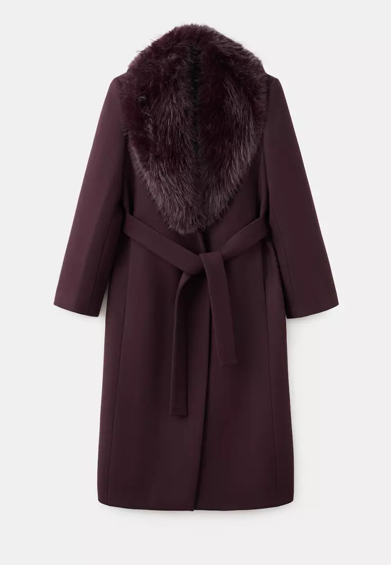 Manteco Wool Coat with Fur Collar