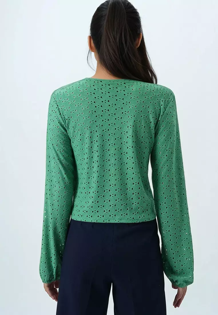 V-Neck Ruffle Front Blouse