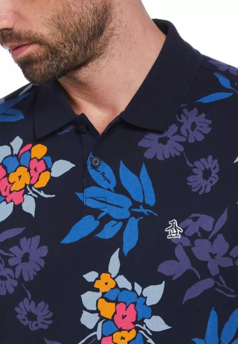Jersey All Over Print Floral Polo Shirt