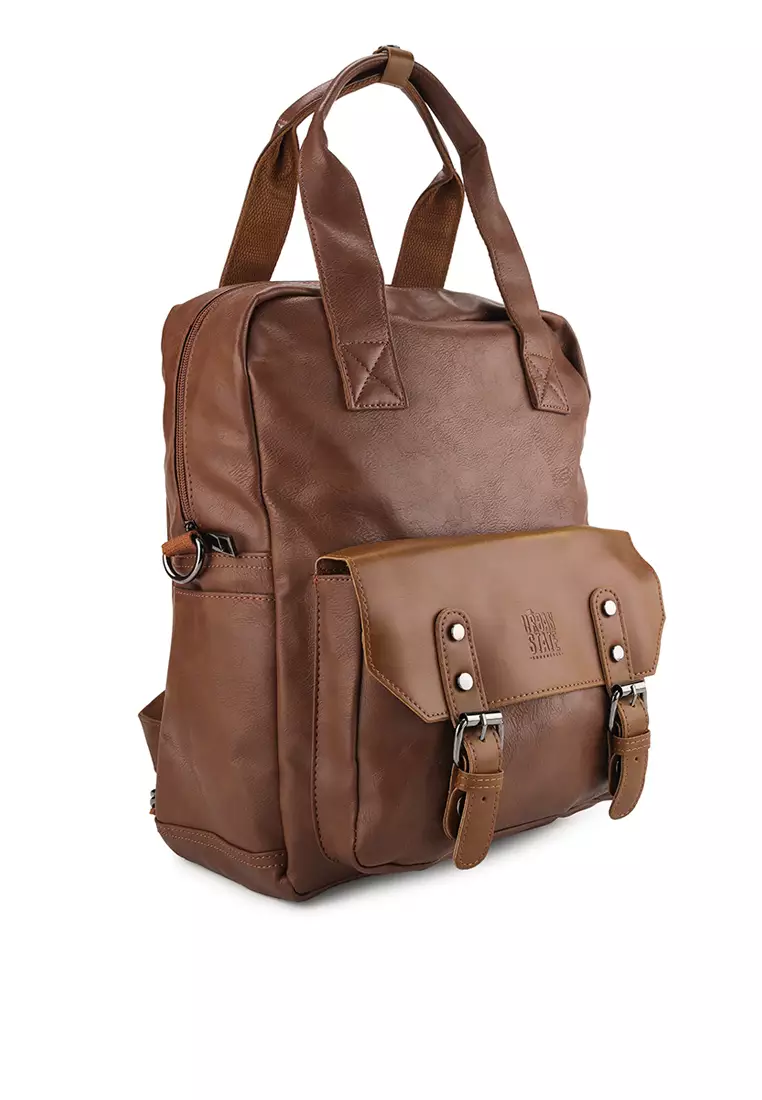 Distressed Leather Carry Backpack