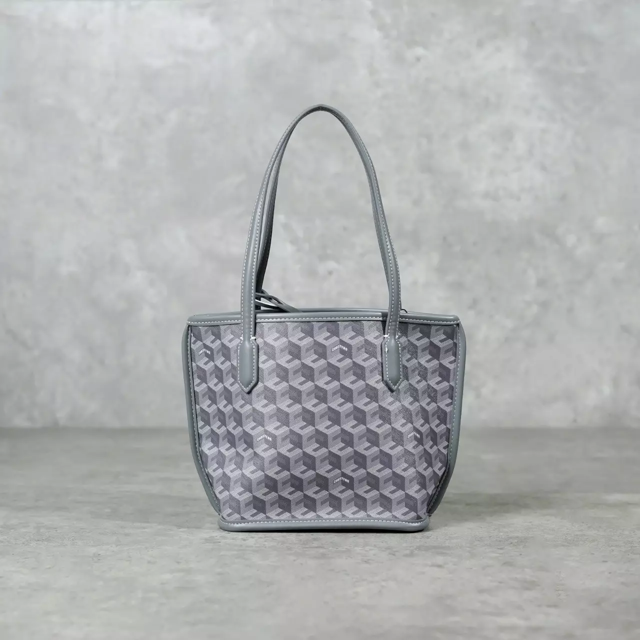 Tas CHRISTY NG RUSSO MONOGRAM PATTERN GREY TOTE BAG MINI 100% ORIGINAL