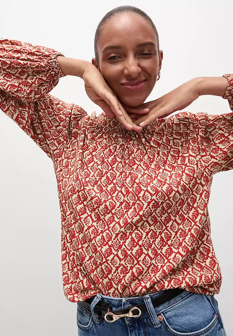 Printed High Neck Blouse