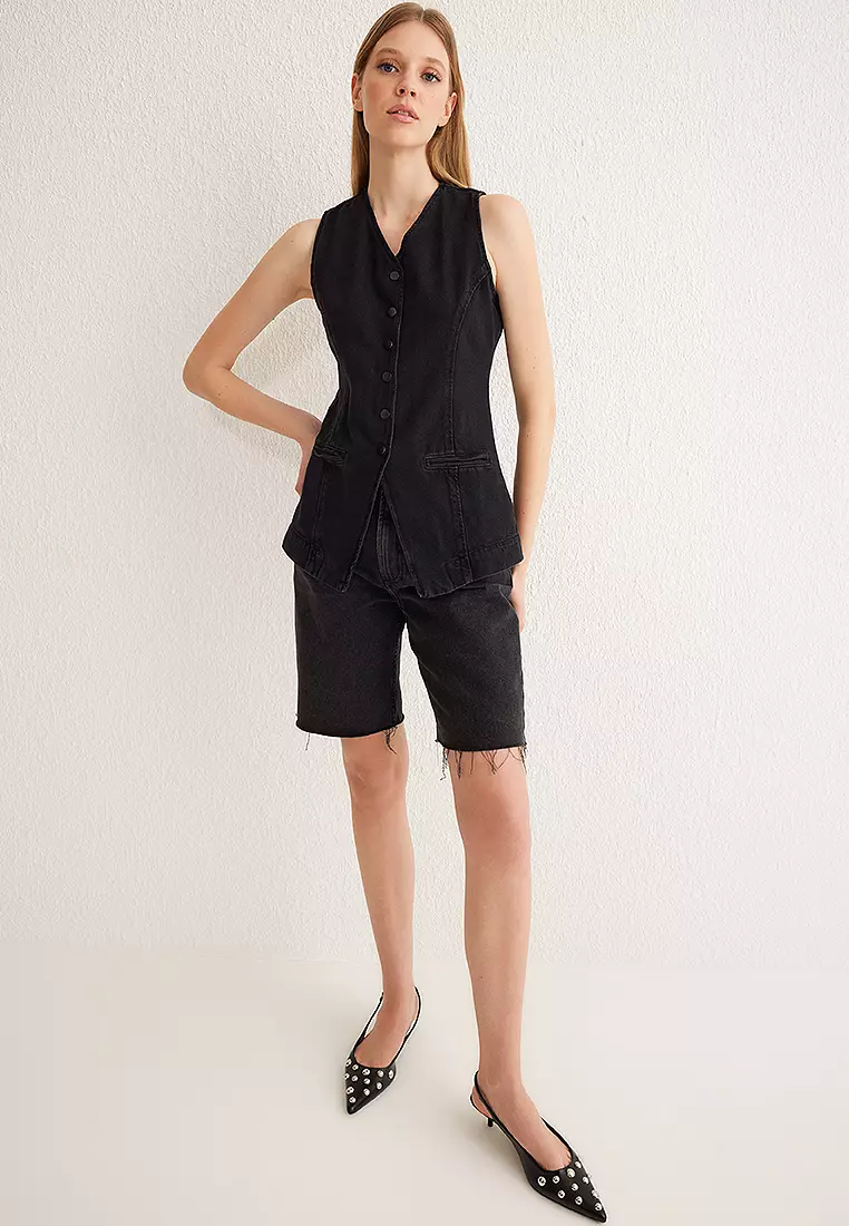 Stitch Detail Denim Vest