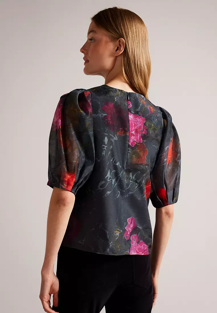 Buy Ted Baker Ted Baker Women's Ayymee Boxy Cropped Top with Puff Sleeve Online ZALORA Malaysia