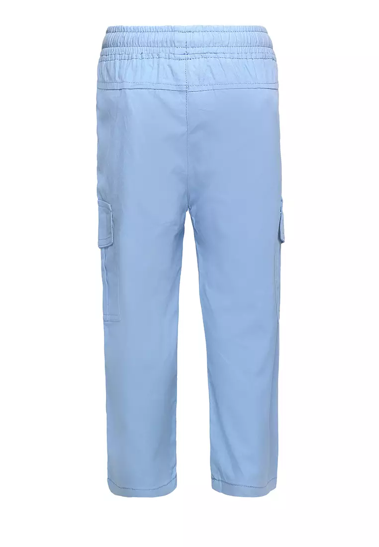 Qna Boy Isyraq Celana Panjang Katun Cargo Anak Biru Muda