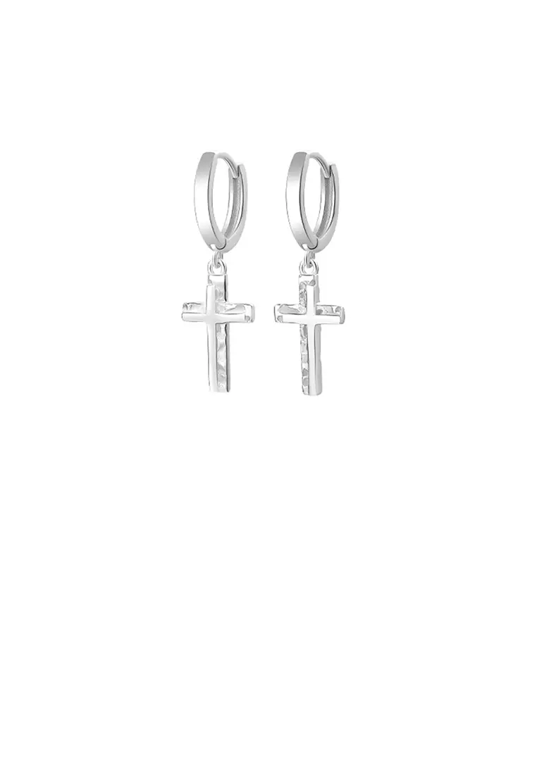 Real silver cross earrings shop