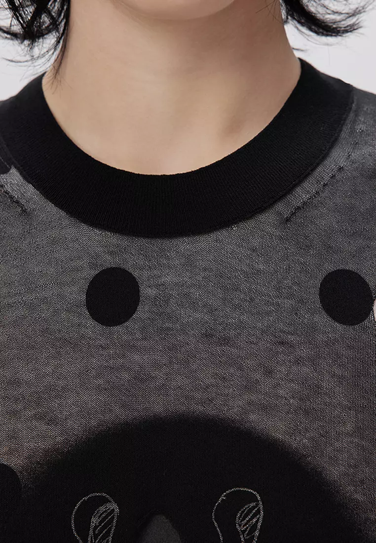 JNBY Women's Lace-Trimmed Short-Sleeved Knit Top